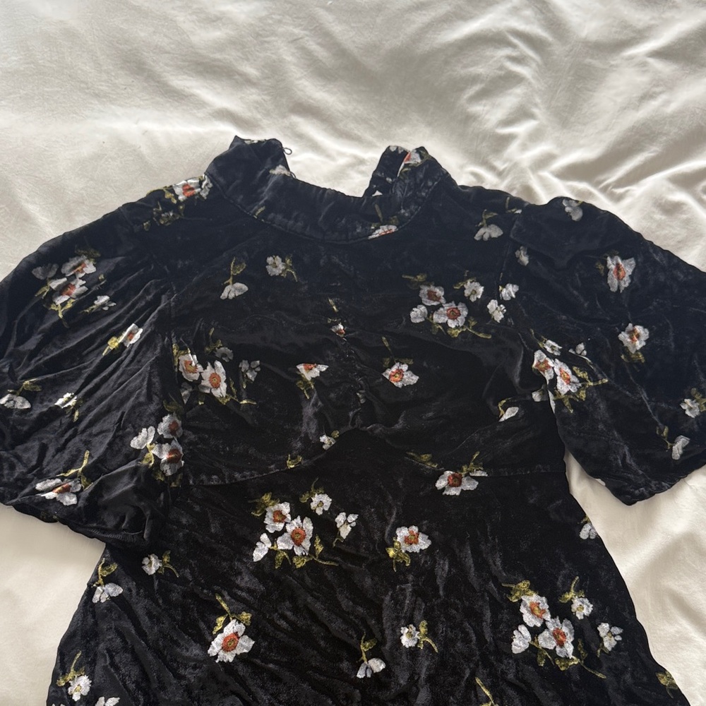 Free People Black Floral Mini Dress
